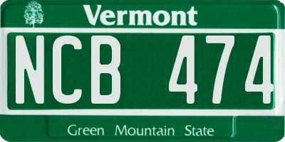 VT license plate NCB474