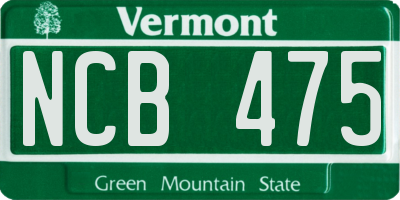 VT license plate NCB475