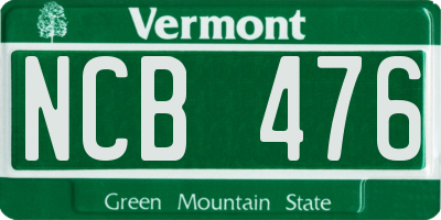 VT license plate NCB476