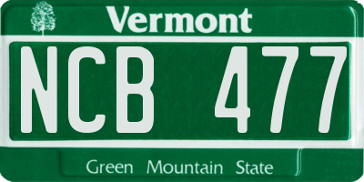 VT license plate NCB477