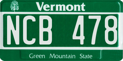 VT license plate NCB478