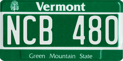 VT license plate NCB480