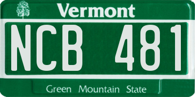 VT license plate NCB481