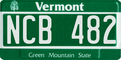 VT license plate NCB482