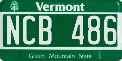 VT license plate NCB486