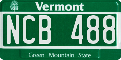 VT license plate NCB488