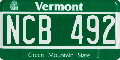 VT license plate NCB492