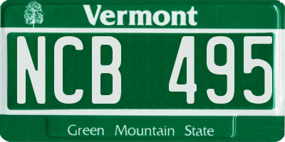 VT license plate NCB495
