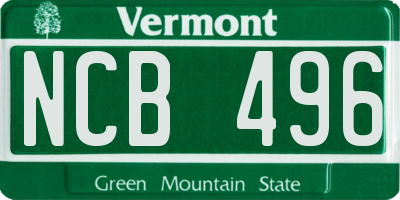 VT license plate NCB496
