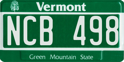 VT license plate NCB498