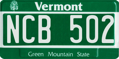 VT license plate NCB502