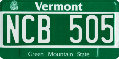 VT license plate NCB505