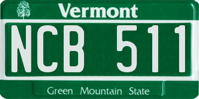 VT license plate NCB511