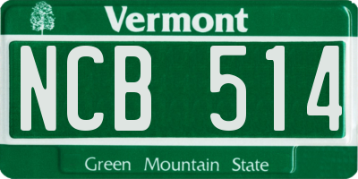 VT license plate NCB514
