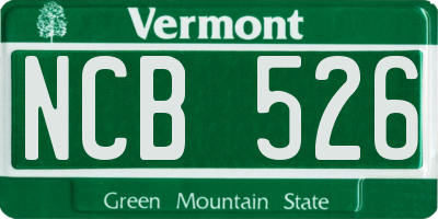 VT license plate NCB526