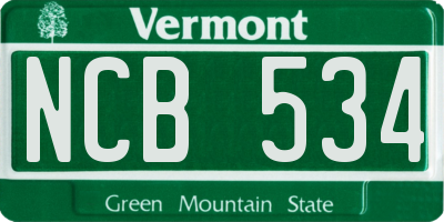 VT license plate NCB534