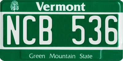VT license plate NCB536