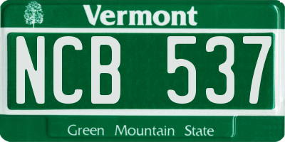 VT license plate NCB537
