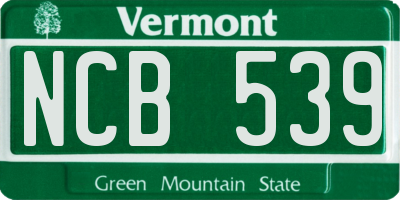 VT license plate NCB539