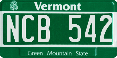 VT license plate NCB542