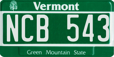VT license plate NCB543