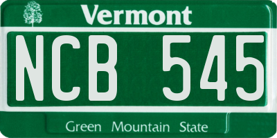 VT license plate NCB545