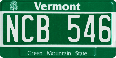VT license plate NCB546