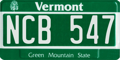 VT license plate NCB547