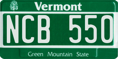 VT license plate NCB550