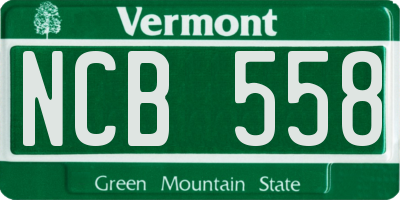 VT license plate NCB558