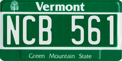 VT license plate NCB561