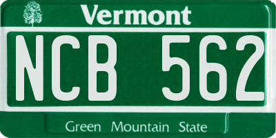 VT license plate NCB562