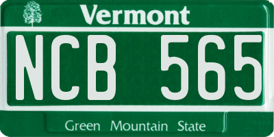 VT license plate NCB565