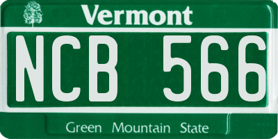 VT license plate NCB566