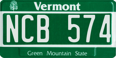VT license plate NCB574