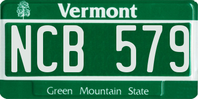 VT license plate NCB579