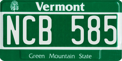 VT license plate NCB585