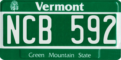 VT license plate NCB592