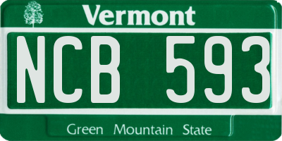 VT license plate NCB593