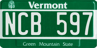 VT license plate NCB597