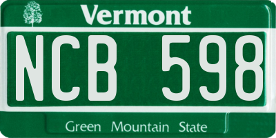 VT license plate NCB598