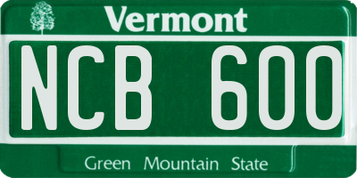 VT license plate NCB600