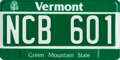 VT license plate NCB601