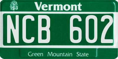 VT license plate NCB602