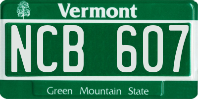 VT license plate NCB607