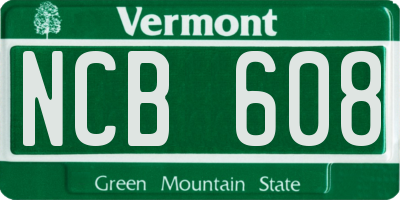 VT license plate NCB608