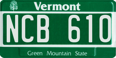 VT license plate NCB610