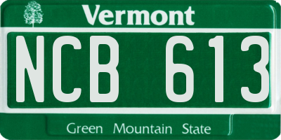 VT license plate NCB613