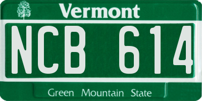 VT license plate NCB614