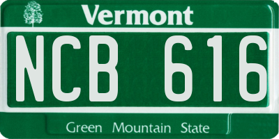 VT license plate NCB616